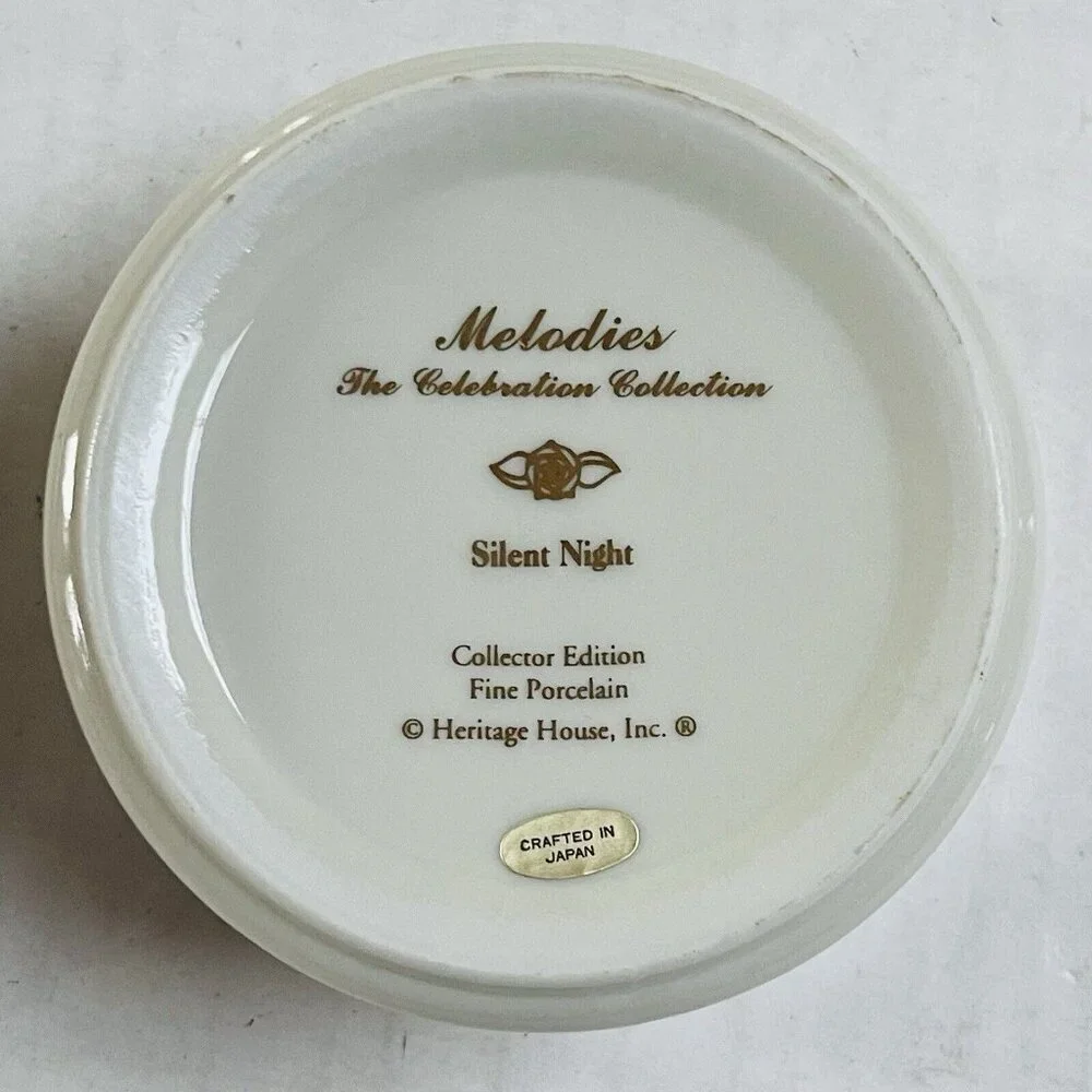 Heritage House Melodies Fine Porcelain Music Trinket Box Silent Night Gift Decor